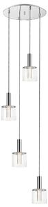 Evita 4 Light Clear Glass Shade Pendant Light In Chrome