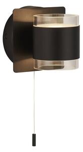 Tumbler 2 Light Clear Acrylic Wall Light In Matt Black