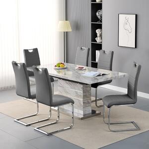 Parini Small Extending Magnesia Dining Table 6 Petra Grey Chairs