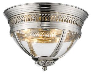 Hampstead Clear Glass Shade Ceiling Flush Light In Nickel