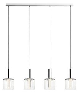 Evita 4 Light Clear Glass Shape Bar Pendant Light In Chrome