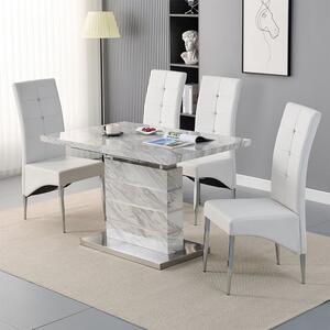 Parini Small Extending Magnesia Dining Table 4 Vesta White Chairs