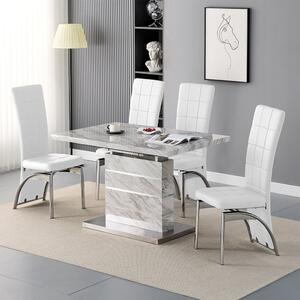 Parini Small Extending Magnesia Dining Table 4 Ravenna White Chairs