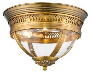 Hampstead Clear Glass Shade Ceiling Flush Light In Brass