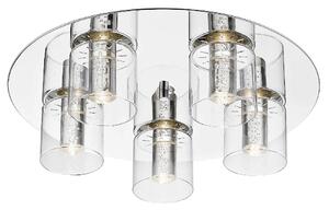 Evita 5 Light Clear Glass Shape Flush Light In Chrome