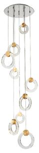 Linton 9 Light Glass Shade Pendant Light In Chrome And Gold