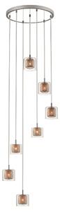 Lewisham 7 Light Clear Glass Pendant Light In Copper And Chrome