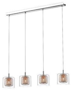 Lewisham 4 Light Clear Glass Pendant Light In Copper And Chrome