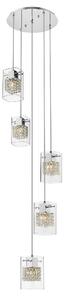 Leyton 5 Light Clear Glass Pendant Light In Chrome