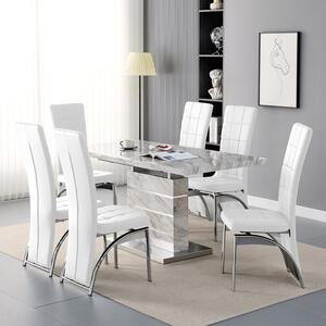 Parini Large Extending Magnesia Dining Table 6 Ravenna White Chairs