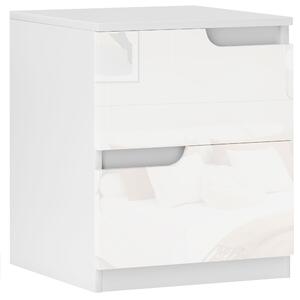 HOMCOM Set of Two High Gloss Bedside Tables - White