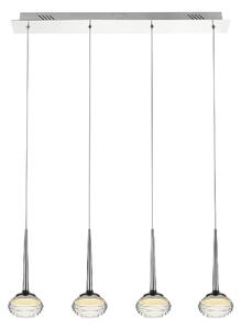 Lola LED 4 Light Ridged Glass Bar Pendant Light In Chrome