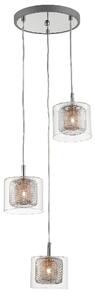 Lewisham 3 Light Clear Glass Pendant Light In Copper And Chrome