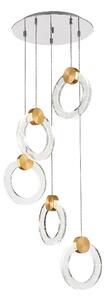 Linton 5 Light Glass Shade Pendant Light In Chrome And Gold