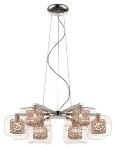 Holland 6 Light Clear Glass Pendant Light In Copper And Chrome