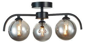 Otley 3 Light Smoked Globe Pendant Light In Matt Black