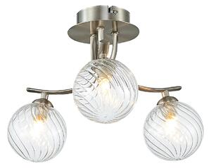 Kettlewell 3 Light Glass Shade Flush Light In Satin Nickel