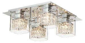 Leyton 4 Light Clear Glass Flush Light In Chrome