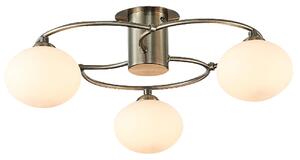 Leyburn 3 Light Glass Shade Flush Light In Antique Brass