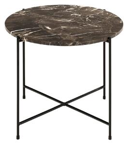 Berlin Marble Side Table Large With Metal Legs In Brown