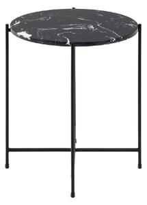 Berlin Marble Side Table Small With Metal Legs In Black