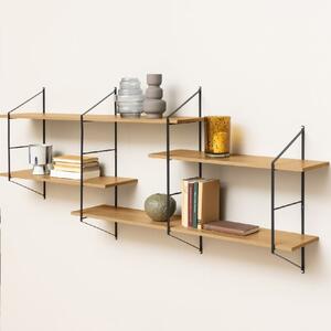 Berea Wall Hung Wooden Shelving Unit With Metal Frame In Oak