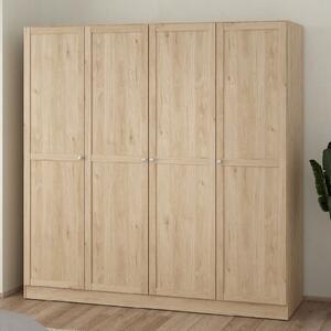 Burbank Wooden Wardrobe With 4 Doors In Hickory Oak