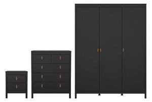 Butler Wooden Bedroom Set With 3 Doors Wardrobe In Black