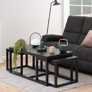 Cardiff Wooden Nesting Coffee Tables In Matt Black