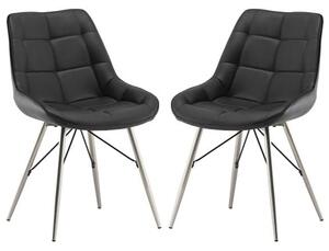 Serbia Black Faux Leather Dining Chairs In Pair