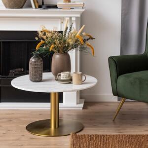 Casey White Marble Coffee Table Round With Gold Metal Base