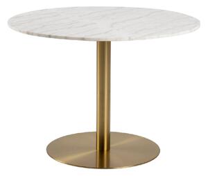 Casey White Marble Dining Table Round With Gold Metal Base