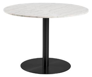 Casey White Marble Dining Table Round With Black Metal Base