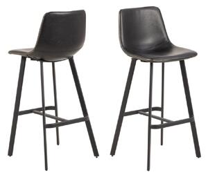 Ogden Matt Black Leather Bar Chairs In Pair