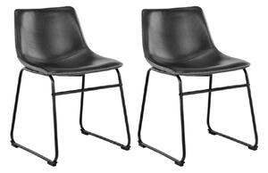 Ogden Black Leather Dining Chairs In Pair