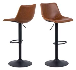 Ogden Brown Leather Bar Stools In Pair