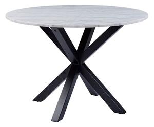 Haines Marble Dining Table Round With Black Legs In White