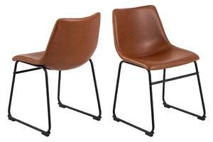 Ogden Brown Leather Dining Chairs In Pair