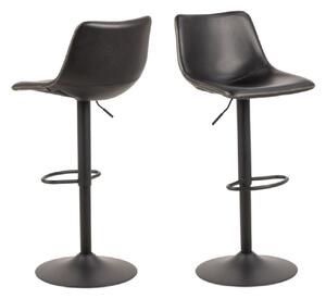 Ogden Matt Black Leather Bar Stools In Pair