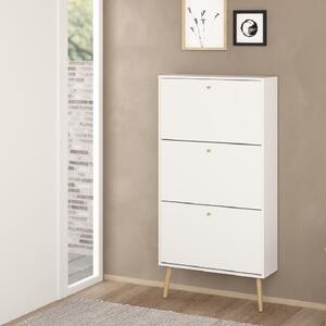 Casey Wooden Shoe Cabinet With 3 Flip Doors In White