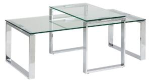 Keene Clear Glass Nesting Coffee Table With Chrome Metal Frame