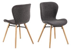 Bangor Dark Grey Fabric Dining Chairs With Oak Legs In Pair