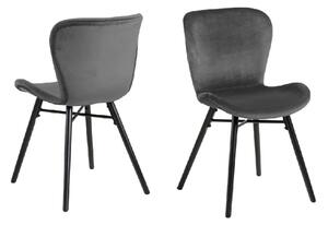 Bangor Dark Grey Fabric Dining Chairs With Black Legs In Pair