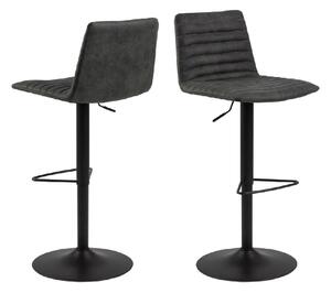 Kodak Anthracite Fabric Bar Stools With Metal Base In Pair