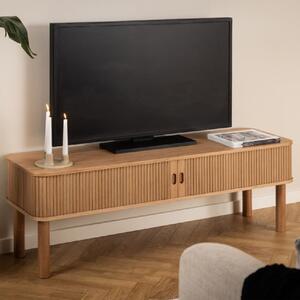 Lampe Wooden TV Stand With Sliding Doors In Oak