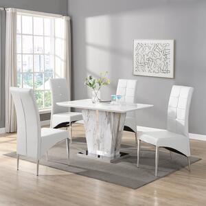 Memphis Small Filo Effect Dining Table 4 Vesta White Chairs