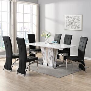 Memphis Large Filo Effect Dining Table 6 Ravenna Black Chairs