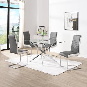 Daytona Small Glass Dining Table 4 Symphony Grey White Chairs