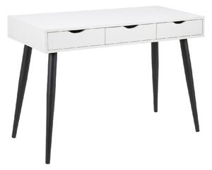 Nephi Wooden Laptop Desk With 3 Drawers In White And Black