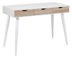 Nephi Wooden Laptop Desk With 3 Drawers In White And Oak